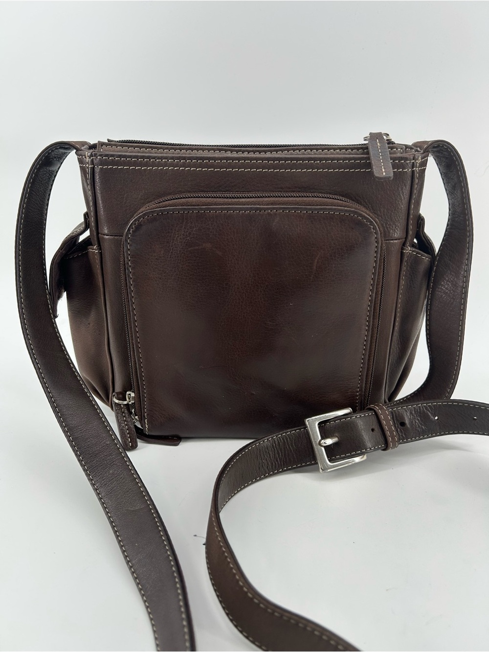Fossil Travelers Built In Wallet Chocolate Brown Leather  Crossbody Everyday